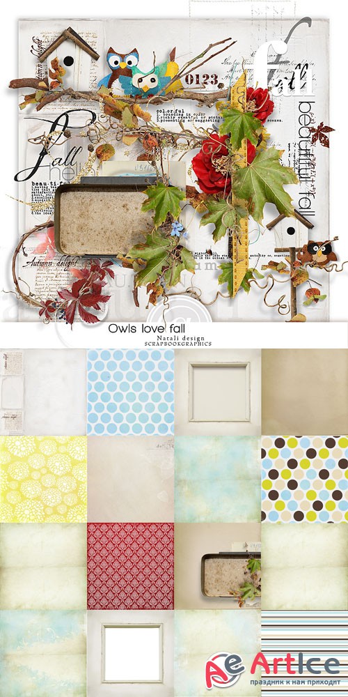 Scrap - Owls Love Fall PNG and JPG