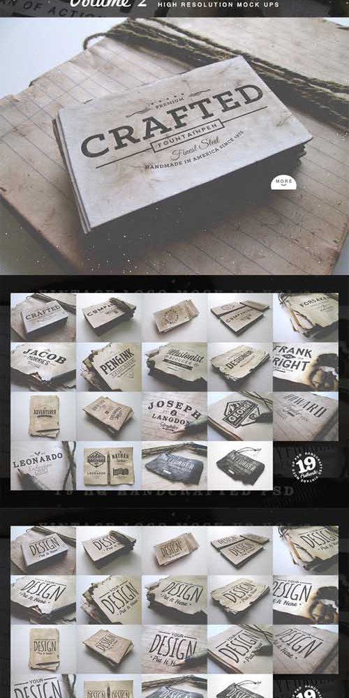 Vintage Logo Mock Up PSD Set Volume 2