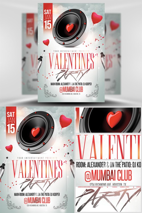 Valentines Speaker Party Flyer Template