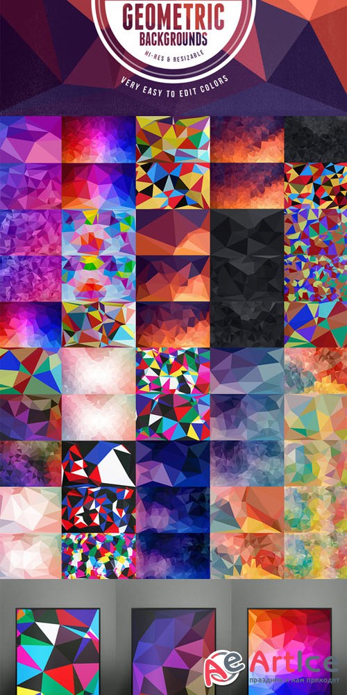 50 Geometric Backgrounds - Creativemarket 15518