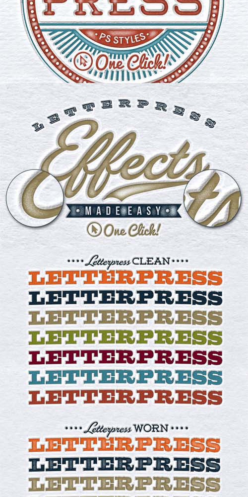 Worn Letterpress Photoshop Styles