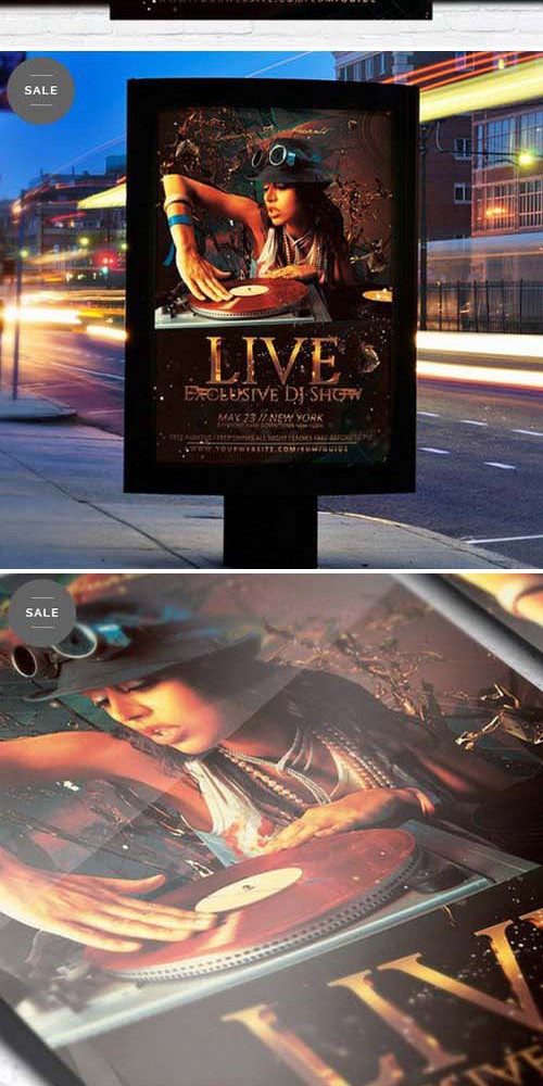 Flyer Template - Exclusive Dj Live Show + Facebook Cover