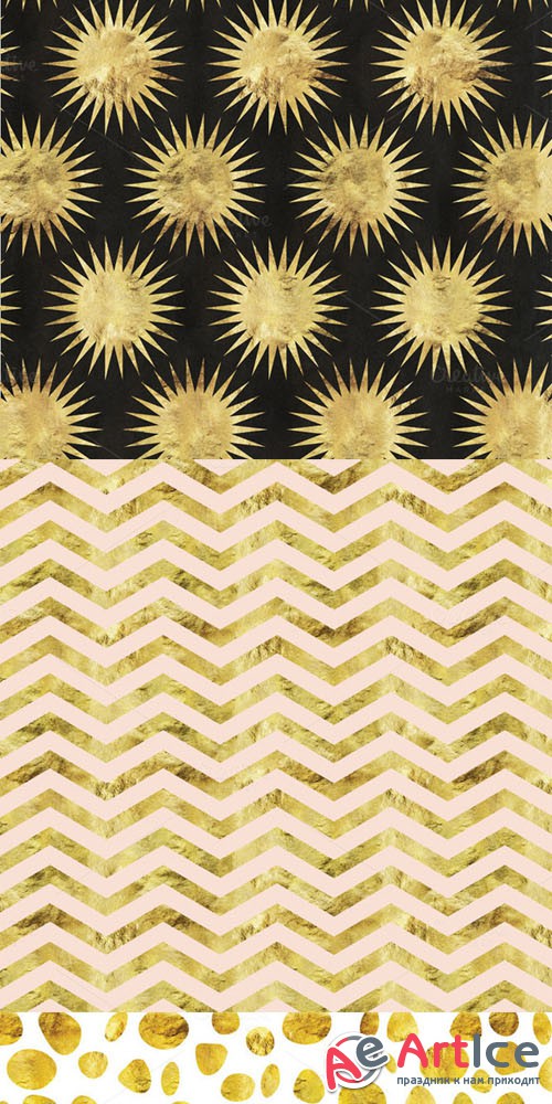 Gold Leaf Digital Patterns No. 1 - Creativemarket 136714