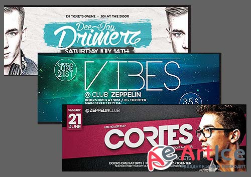 DJ Event Flyers Bundle part 1 +  Facebook Cover
