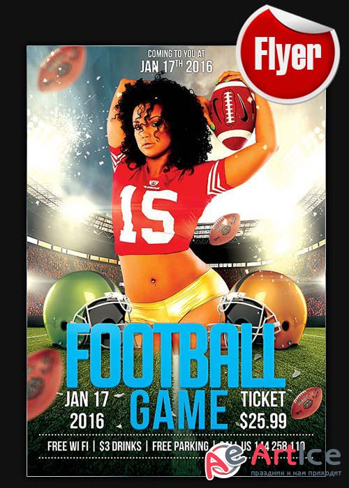 Football Game Flyer Template + Facebook Cover