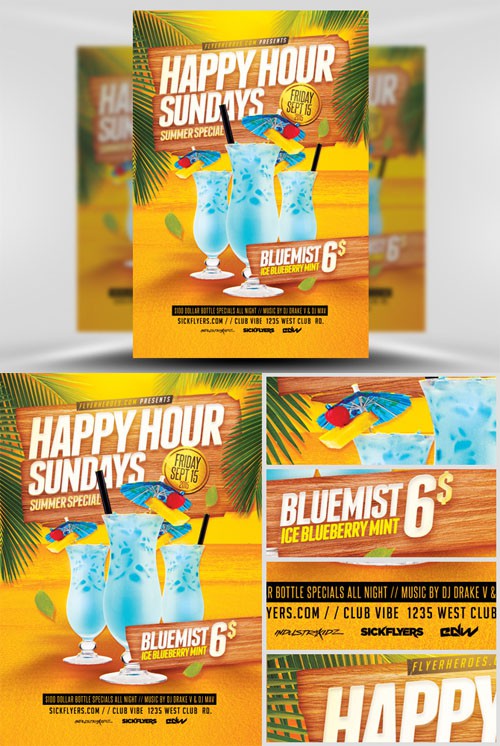 Flyer Template PSD - Summer Happy Hour