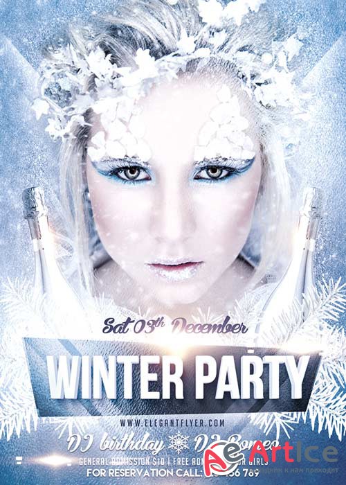 Winter Party 2 Flyer Template + Facebook Cover