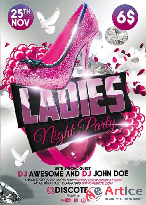 Ladies Night Premium Flyer Template + Facebook Cover