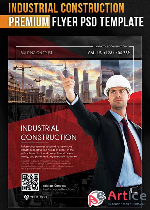 Industrial Construction Flyer PSD Template + Facebook Cover