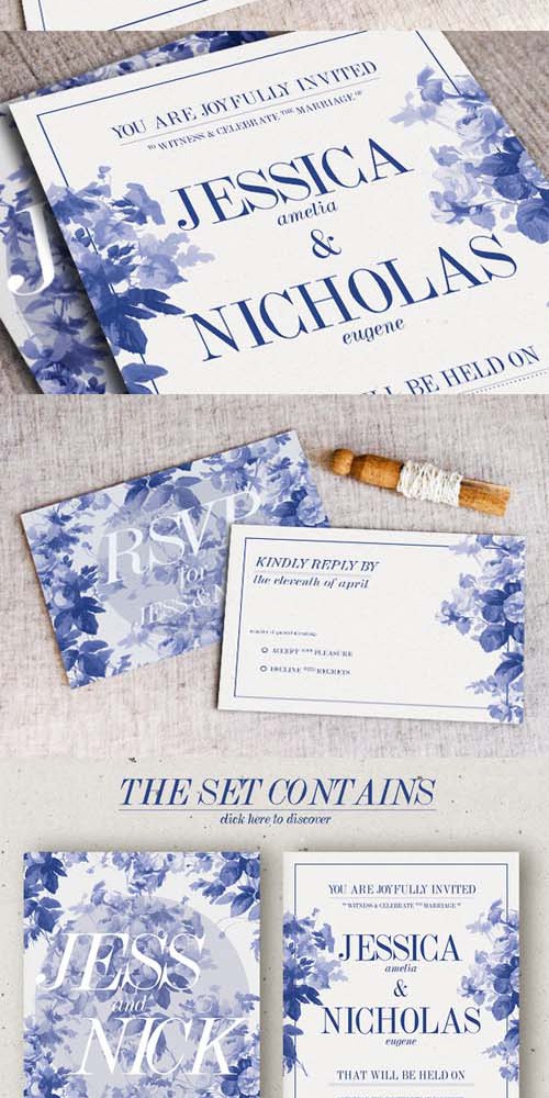 China Blue Wedding Invitation 352456