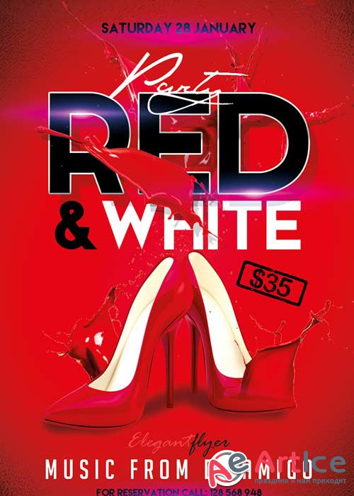 Red and White Party Flyer PSD Template + Facebook Cover