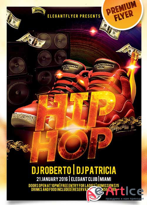 Hip Hop Flyer PSD Template + Facebook Cover