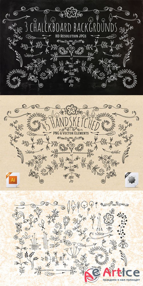 45 Handsketched Vector Elements - Creativemarket 182873
