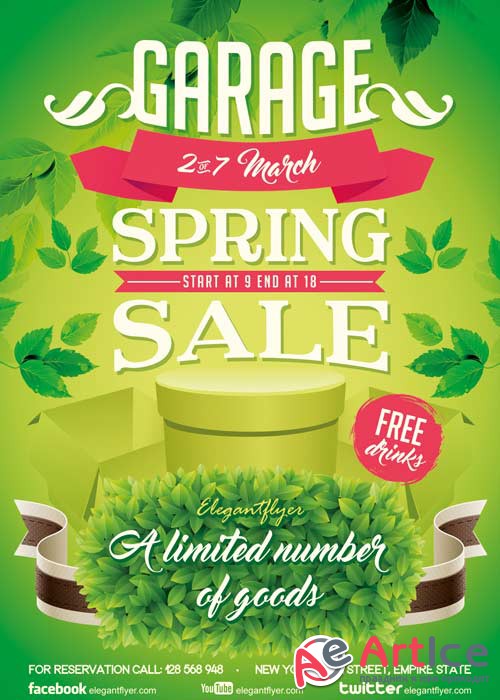 Garage Spring Sale Flyer PSD Template + Facebook Cover