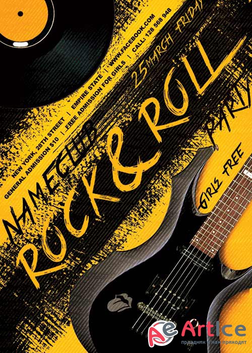 Rock and Roll Party PSD Flyer Template