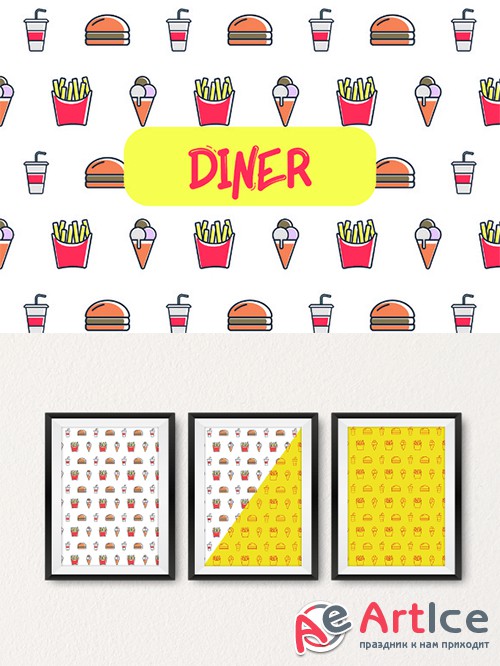 Diner icon pattern - Creativemarket 551776