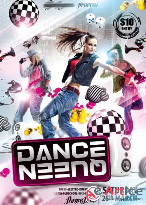 Dance Queen V1 Flyer PSD Template + Facebook Cover