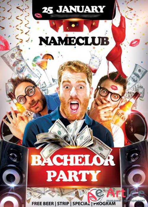 Bachelor Party Flyer PSD Template + Facebook Cover