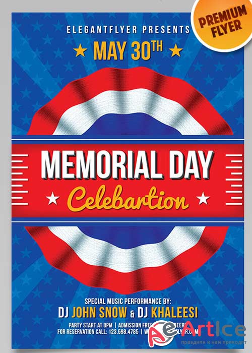 Memorial Day Celebration V10 Flyer PSD Template + Facebook Cover