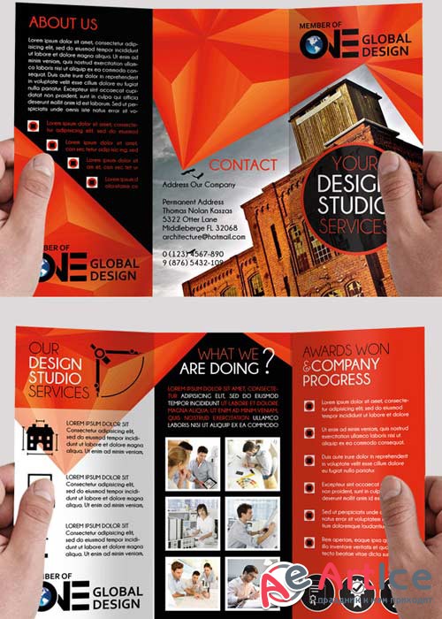 Architectural Design Premium Tri-Fold PSD Brochure Template