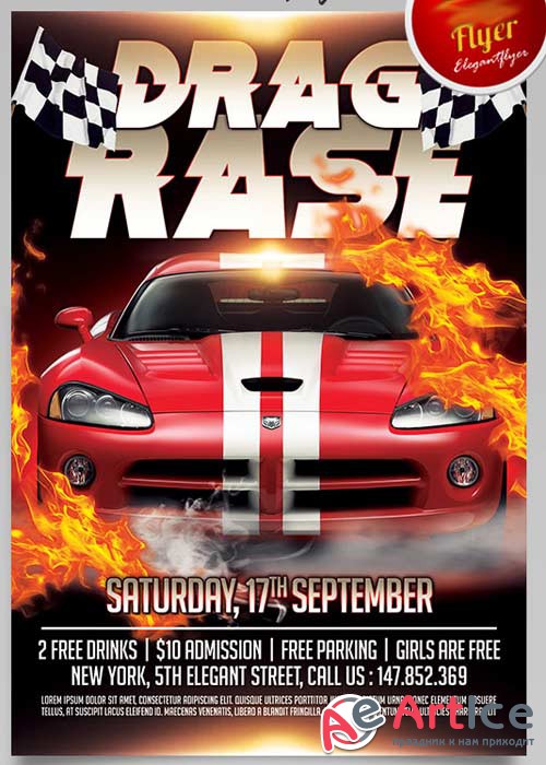 Drag Race Flyer PSD Template + Facebook Cover