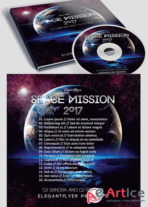 Space Mission Premium CD&DVD cover PSD Template