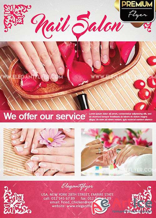 Nail Salon V9 Flyer PSD Template + Facebook Cover