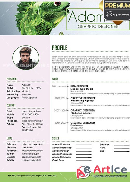 Minimal Resume CV PSD V4 Templates