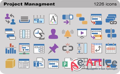 Project Managment Set - Pure Flat Toolbar Stock Icons
