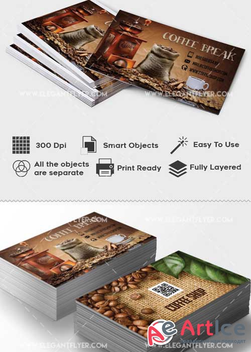 Coffee Shop Premium Business card PSD V2 Template