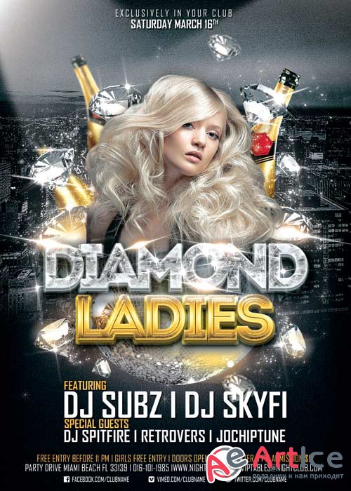 Diamond Ladies Club V8 Flyer Template