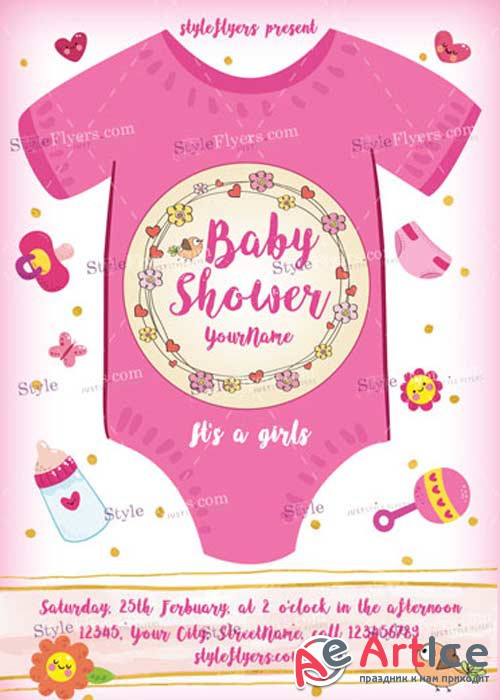 Babyshower V9 PSD Flyer Template