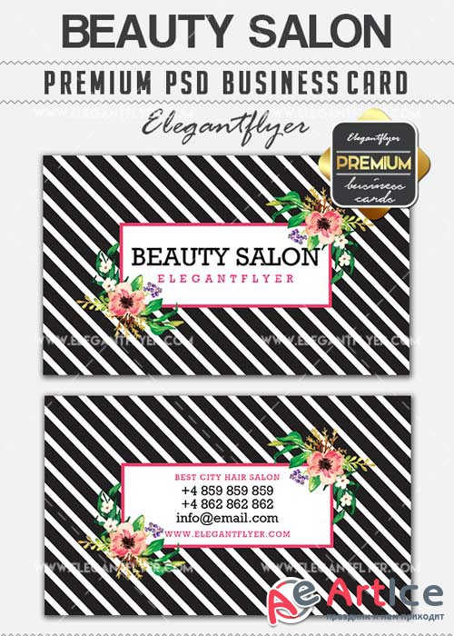 Beaty Salon V3 Premium Business card PSD Template