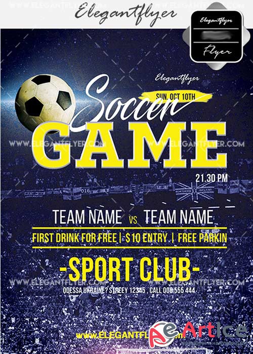 Soccer Game V14 Flyer PSD Template + Facebook Cover
