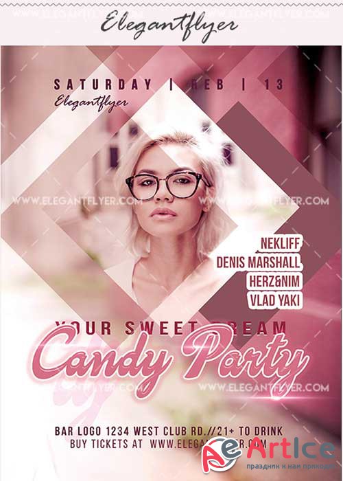 Candy Party V19 Flyer PSD Template + Facebook Cover