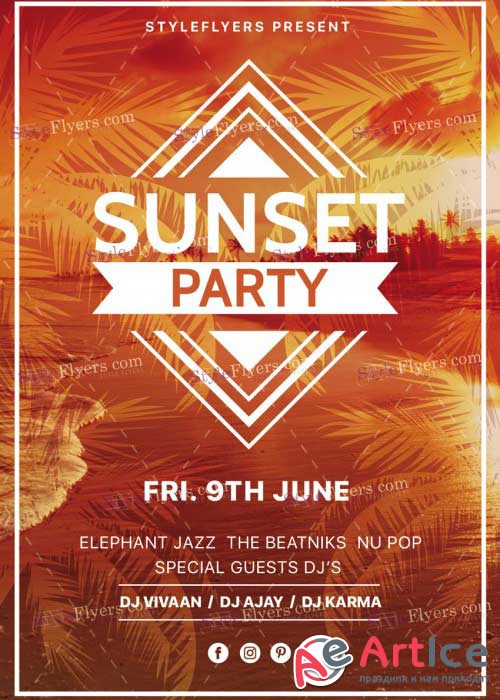 Sunset Party V20 PSD Flyer Template
