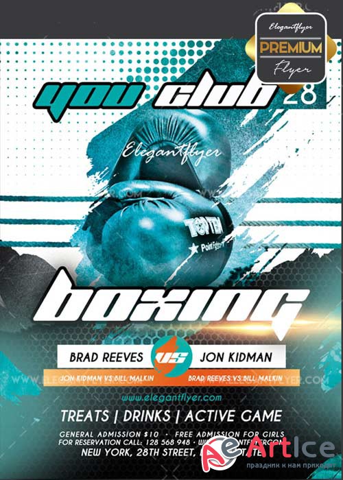 Boxing V17 Flyer PSD Template + Facebook Cover