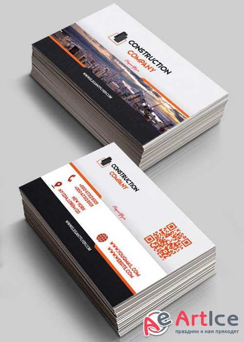 Construction Company V28 Premium Business Card Templates PSD