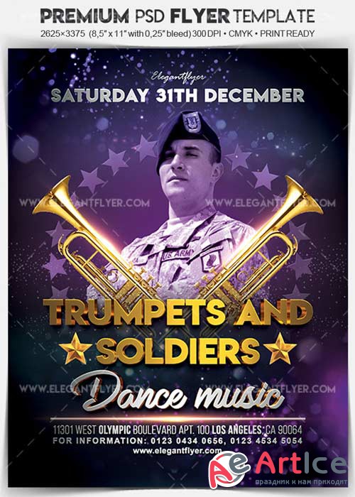 Trumpets and Soldiers V1 Flyer PSD Template + Facebook Cover