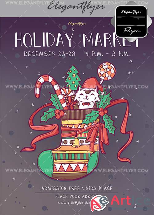 Holiday Market V2 2017 Flyer PSD Template + Facebook Cover
