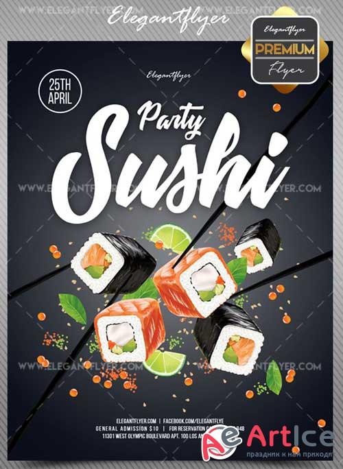 Sushi Party V1 2018 Flyer PSD Template + Facebook Cover