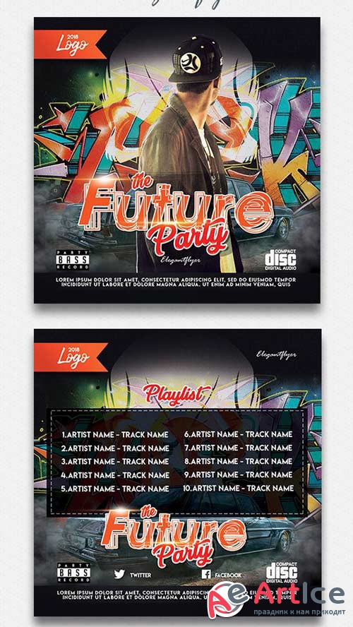 The Future Party V1 2018 CD Cover PSD Template
