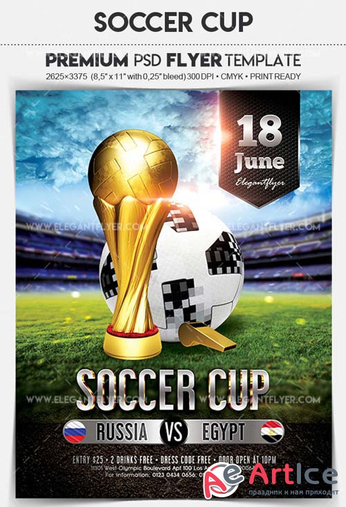 Soccer Cup V8 2018 Flyer PSD Template
