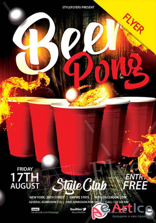 Beer Pong V1 2018 Flyer PSD Template