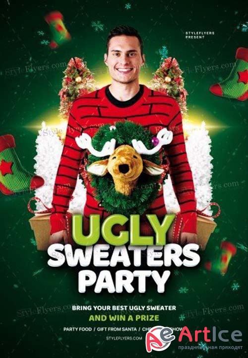 Ugly Sweaters Party V77 2018 PSD Flyer Template
