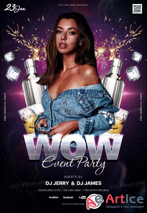 WOW Event Party V1 2018 PSD Flyer Template