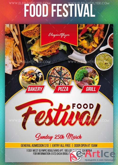 Food Festival V3 2019 PSD Flyer Template + Facebook Cover + Instagram Post