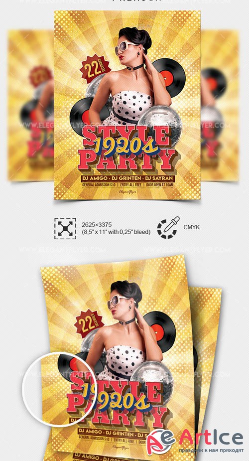 1920s Style Party V1 2019 Flyer PSD Template + Facebook Cover + Instagram Post