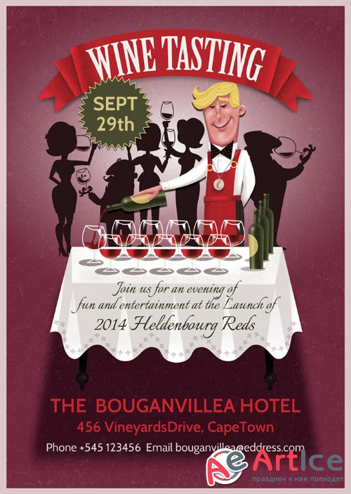 Wine tasting psd flyer template