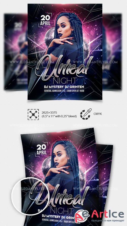 Unreal Night V1 2019 Flyer Template in PSD
